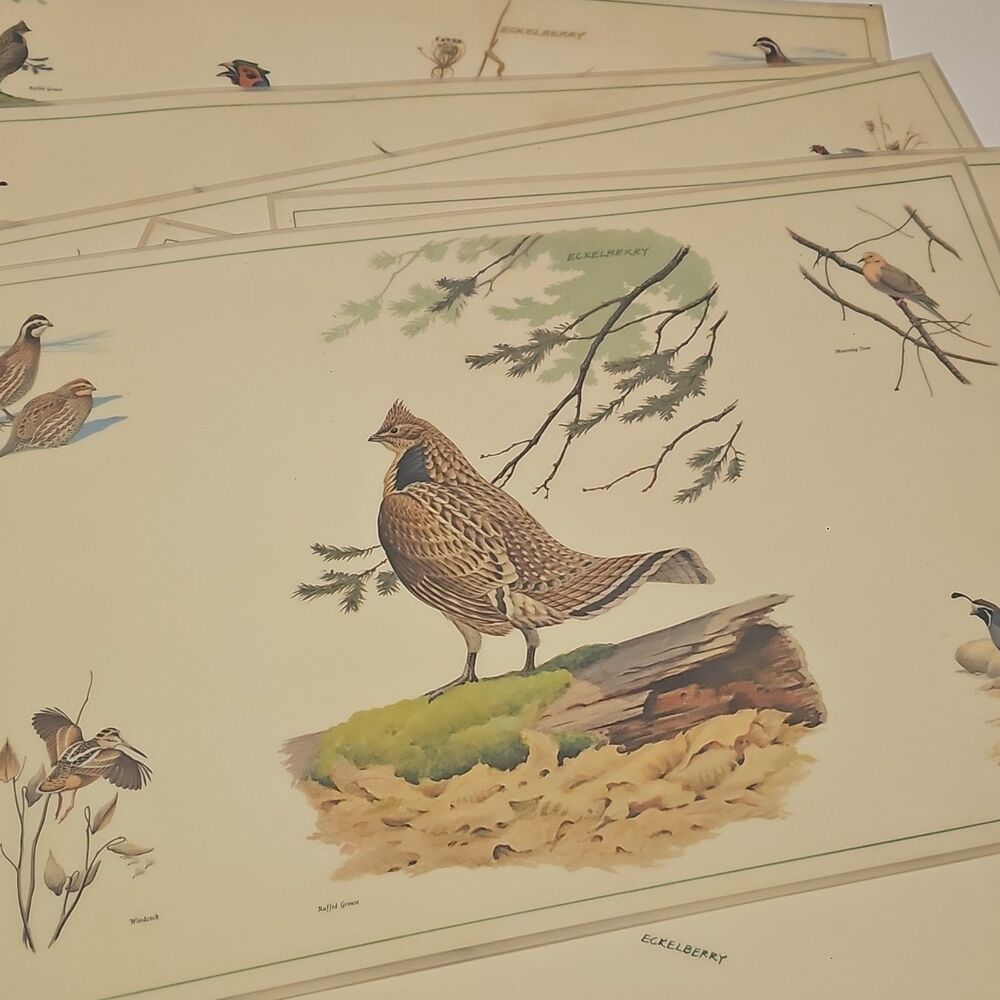 Vintage Eckelberry Bird PlacematSet Quail Pheasant Wildlife Sporting Lodge Decor - Picture 3 of 10